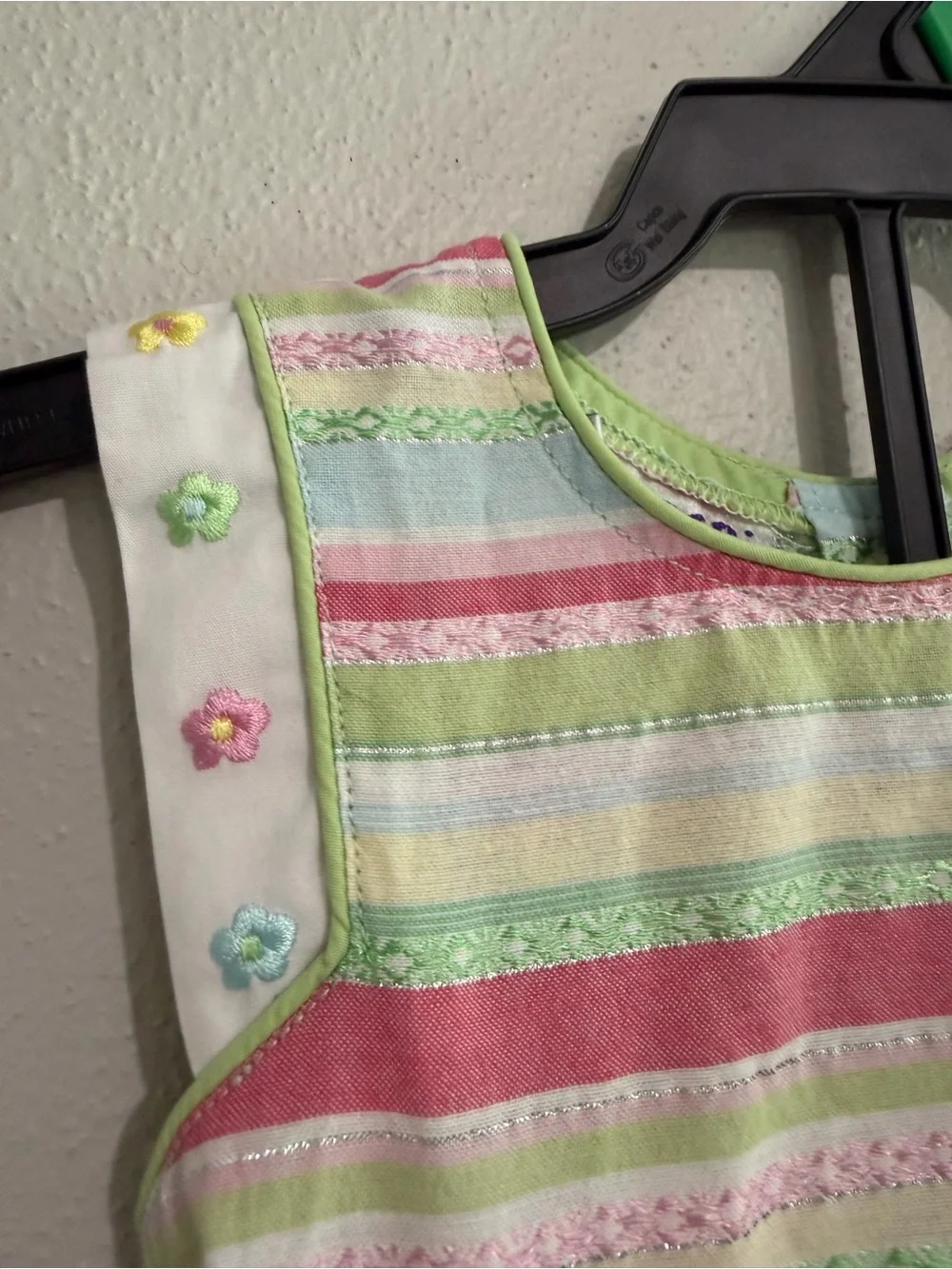 Blueberi Boulevard Girls Dress Size 3T White Pink & Green Lace Trim Pleated